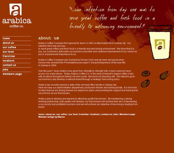 Arabica Coffee Galway Web Site Design