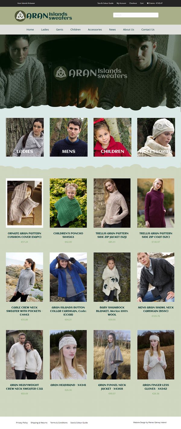Aran Islands Sweaters Ecommerce Website Design Galway