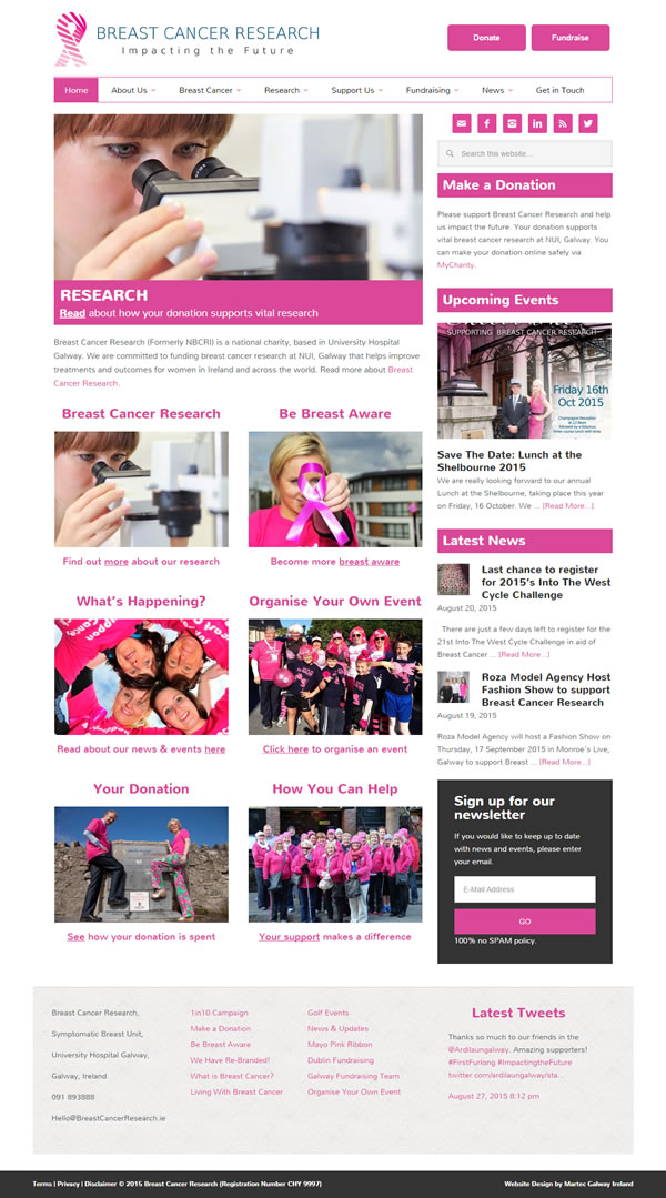 Breast Cancer Research Ireland Website Design