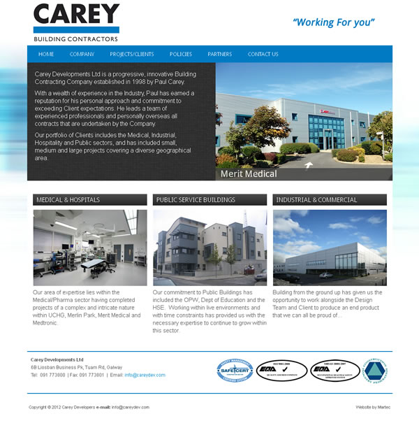 Carey Developments Galway Web Design