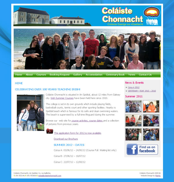 Colaiste Chonnacht Galway Language School Website