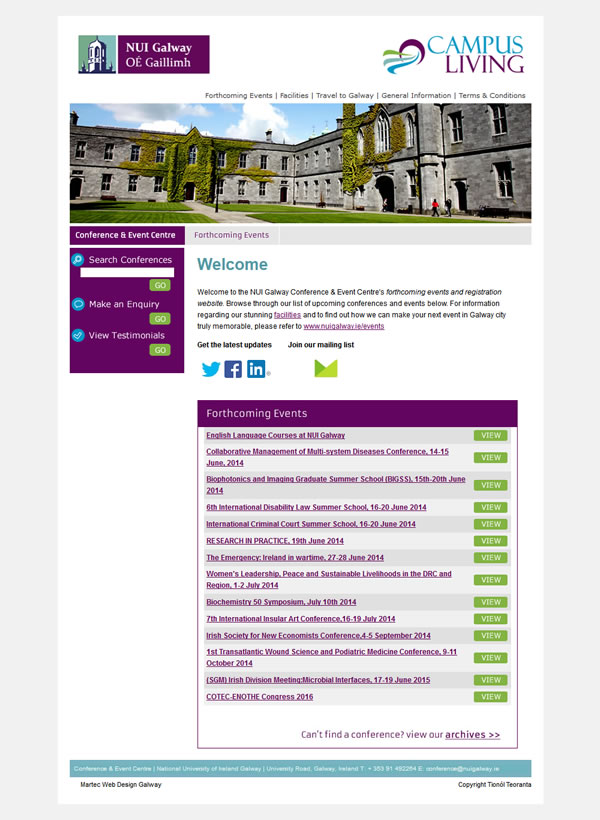 Conference NUI Galway Website Design