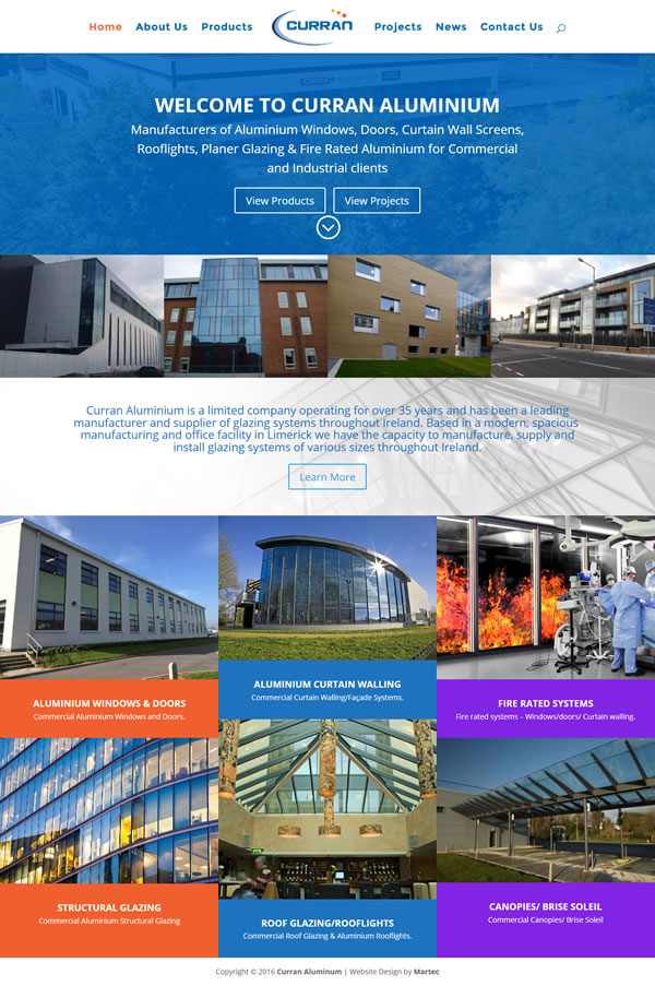 Curran Aluminium Construction Web Design Ireland