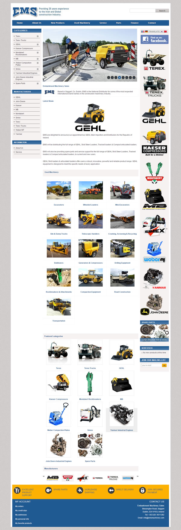 EMS Machinery Sales Ecommerce Website Design Ireland