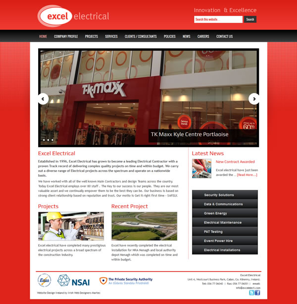 Excel Electrical Kilkenny Web Site Design