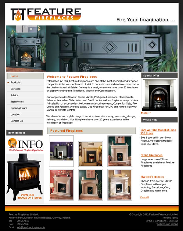 Feature Fireplaces Galway Website Development