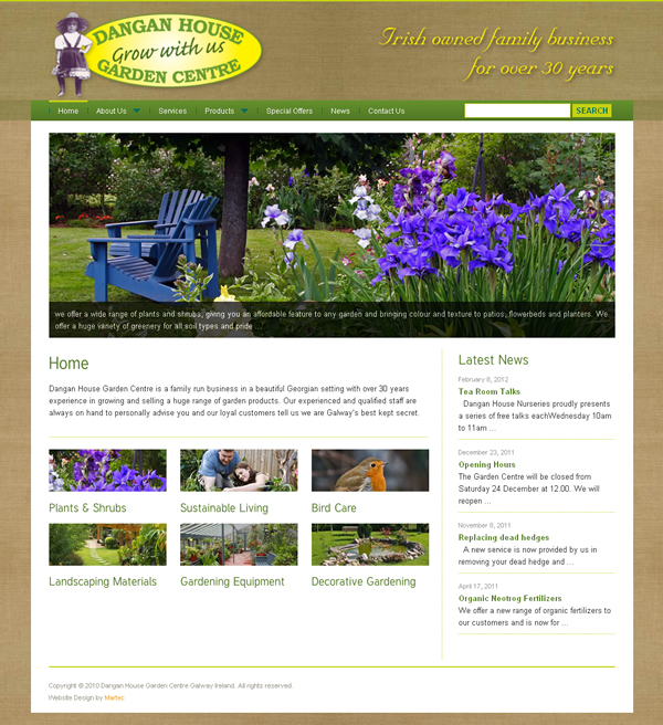 Galway Garden Centre Website Design