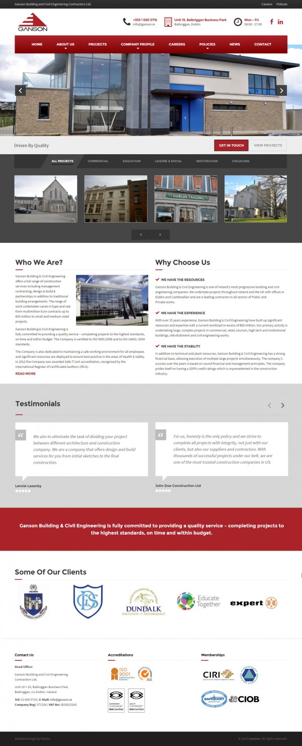 Ganson Building & Civil Engineering Web Design Ireland