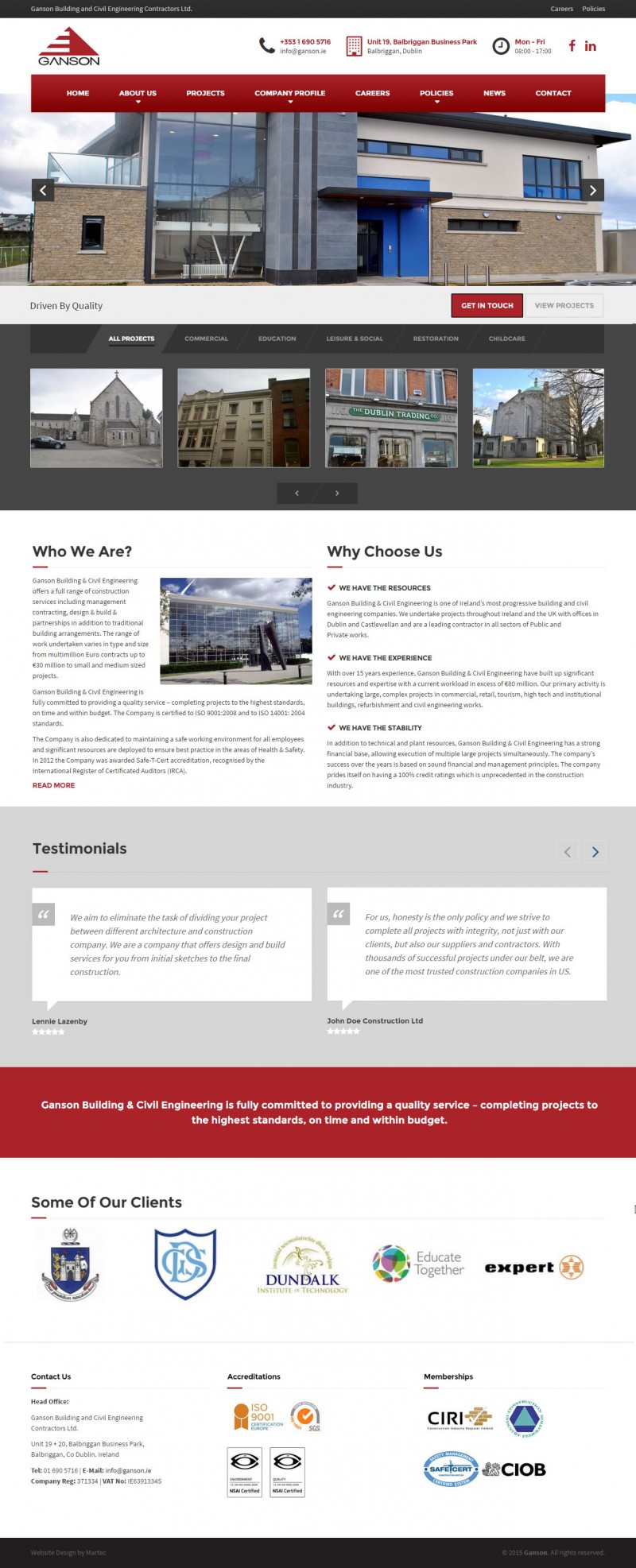 Ganson Building & Civil Engineering Web Design Ireland