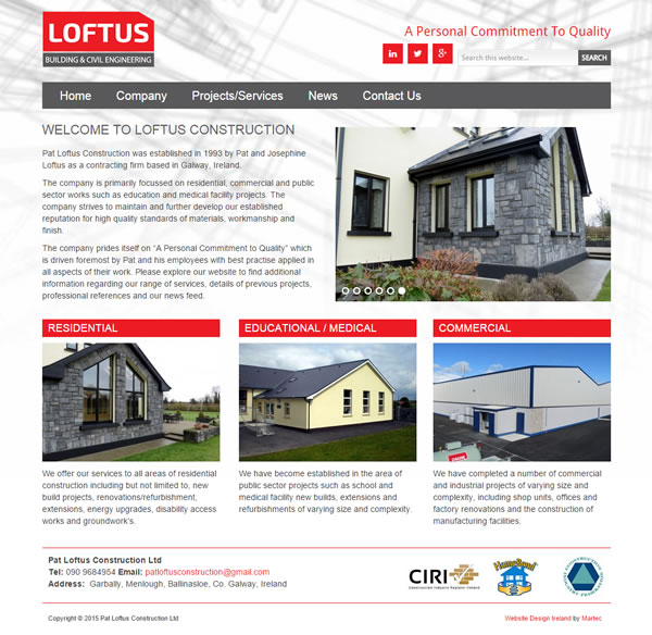 Pat Loftus Construction Ireland Logo & Web Site Design