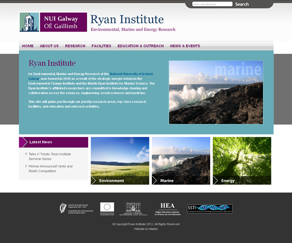 Ryan Institute Galway Website Design
