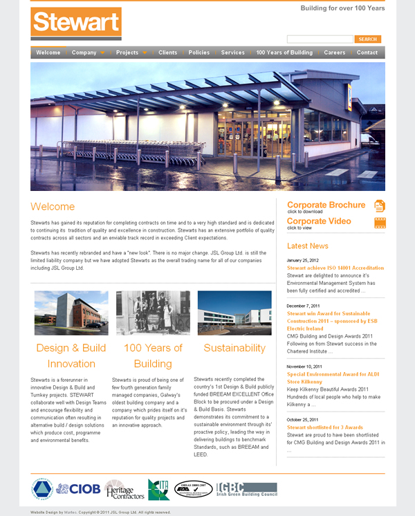 Stewart Builders Galway Website Design