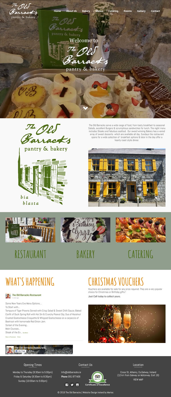 The Old Barracks Restaurant Web Design Galway Ireland