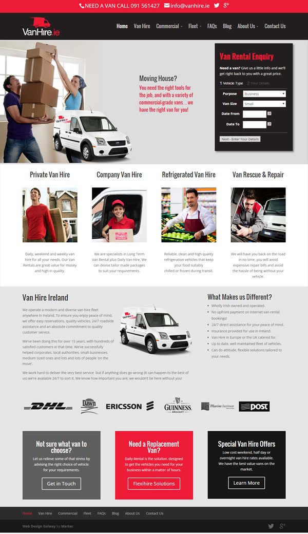 Van Hire & Truck Rental Web Design Galway Ireland