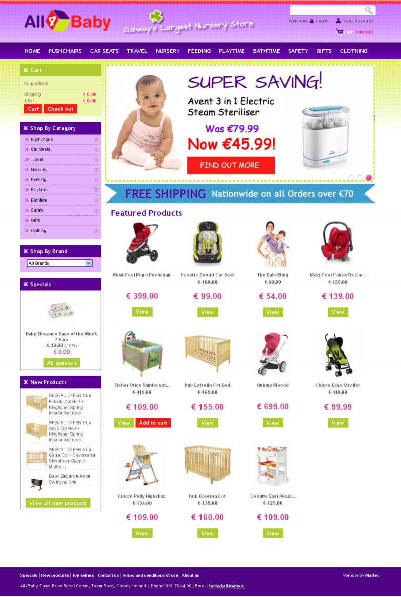 all4baby galway ecommerce web site design
